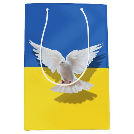 Flagge der Ukraine - Taube des Friedens - Freiheit Mittlere Geschenktüte (Vorderseite)