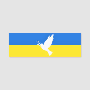 Flagge der Ukraine - Taube des Friedens - Freiheit Namensschild