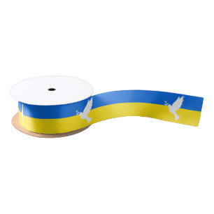 Flagge der Ukraine - Taube des Friedens - Freiheit Satinband