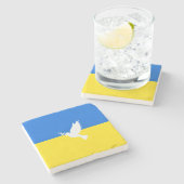 Flagge der Ukraine - Taube des Friedens - Freiheit Steinuntersetzer (Seitenansicht)