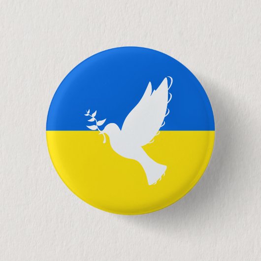 Flagge der Ukraine - Taube des Friedens - Frieden Button (Vorderseite)