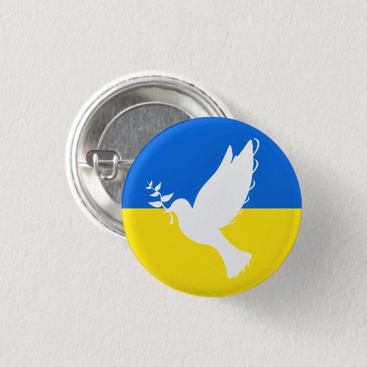 Flagge der Ukraine - Taube des Friedens - Schaltfl Button (Vorne & Hinten)