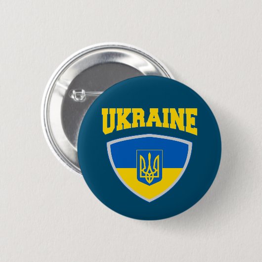 Flagge der Ukraine und Emblem Button (Vorne & Hinten)