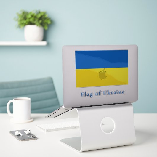 Flagge der Ukraine Vinyl Aufkleber (Laptop auf Schreibtisch)