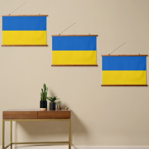 Flagge der Ukraine Wandteppich Mit Holzrahmen
