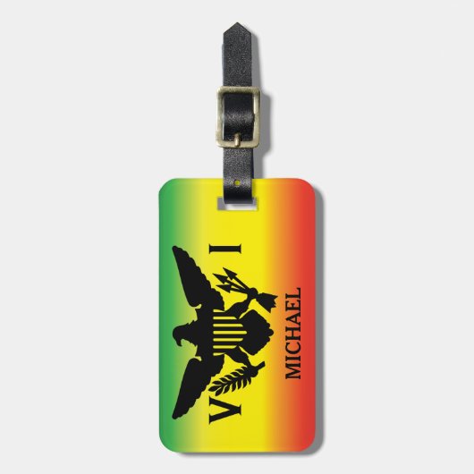 Flagge der US-Jungfrau, Rasta, Rot Gelb Gepäckanhänger (Vorderseite vertikal)