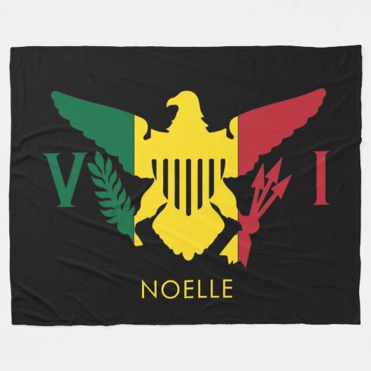 Flagge der US-Jungfrau, Rasta Rot, Gelb, Grün Fleecedecke (Vorderseite (Horizontal))