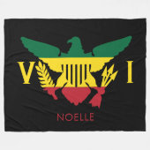 Flagge der US-Jungfrau, Rasta Rot, Gelb, Grün Fleecedecke (Vorderseite (Horizontal))