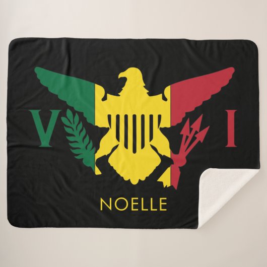 Flagge der US-Jungfrau, Rasta Rot, Gelb, Grün Sherpadecke (Vorderseite (Horizontal))