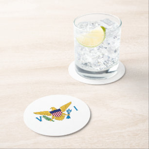 Flagge der US-Jungfrauen Runder Pappuntersetzer