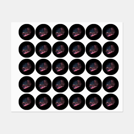Flagge der USA Etiketten (Blatt)