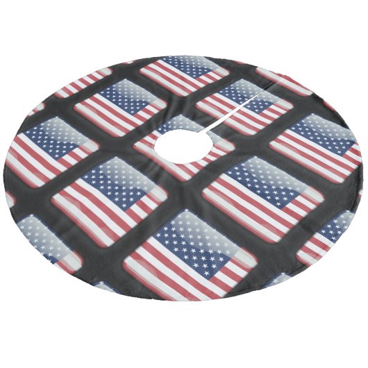 Flagge der USA Fleece Weihnachtsbaumdecke (Schrägansicht)