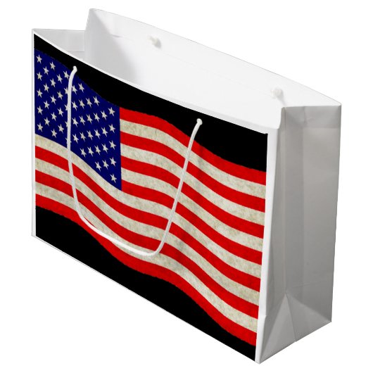 Flagge der USA - grungy Große Geschenktüte (Vorderseite Schrägansicht)