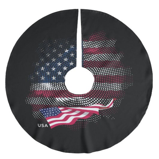 Flagge der USA Polyester Weihnachtsbaumdecke (Vorderseite)