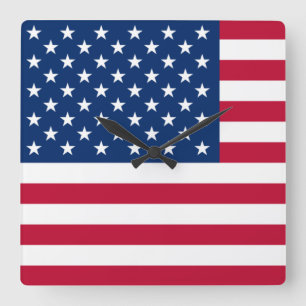 Flagge der USA Quadratische Wanduhr