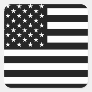 Flagge der USA - Schwarzer und Weißstift Quadratischer Aufkleber
