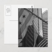 Flagge der USA und Chicago Postkarte (Vorne/Hinten)