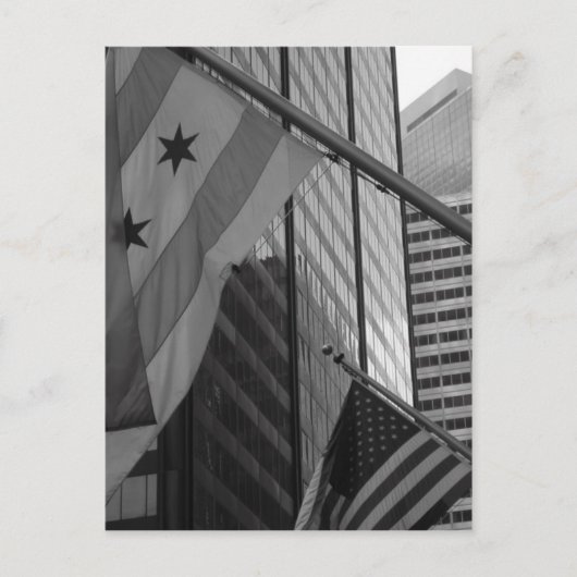 Flagge der USA und Chicago Postkarte (Vorderseite)