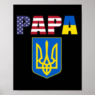 Flagge der USA und Flagge der Ukraine Poster
