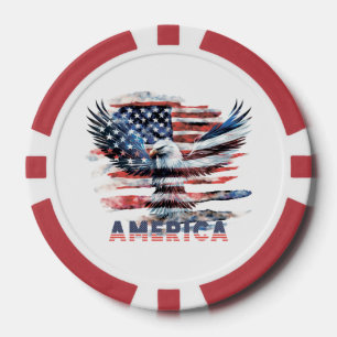 Flagge der Vereinigten Staaten. Amerika Pokerchips