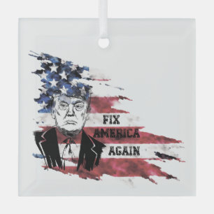 Flagge der Vereinigten Staaten.Donald Trump. Ornament Aus Glas