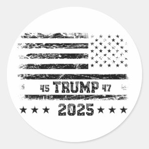 Flagge der Vereinigten Staaten.Donald Trump. Runder Aufkleber