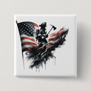 Flagge der Vereinigten Staaten. Firefighter Button
