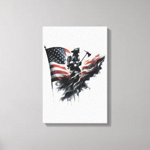 Flagge der Vereinigten Staaten. Firefighter Leinwanddruck