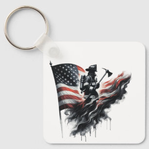 Flagge der Vereinigten Staaten. Firefighter Schlüsselanhänger