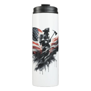 Flagge der Vereinigten Staaten. Firefighter Thermosbecher