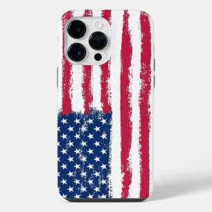 Flagge der Vereinigten Staaten Gebürstet Grunge iPhone 14 Pro Max Hülle