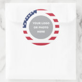 Flagge der Vereinigten Staaten Rand mit Logo Runder Aufkleber (Tasche)