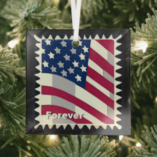FLAGGE DER VEREINIGTEN STAATEN VON AMERIKA FOREVER ORNAMENT AUS GLAS