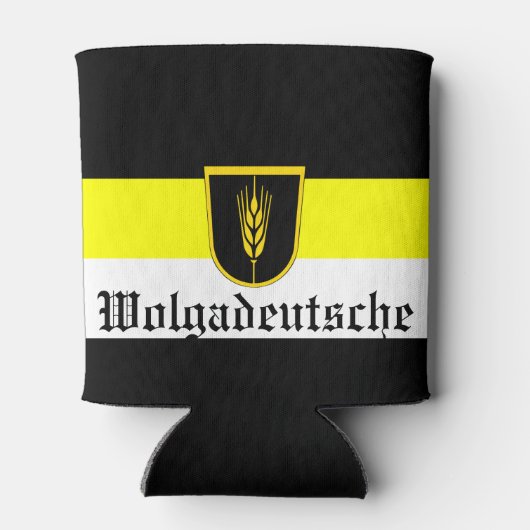 Flagge der Wolgadeutschen (schwarz/gelb/weiß) Dosenkühler (Rückseite)