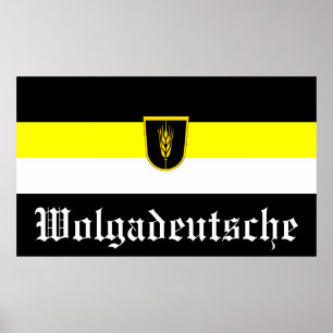 Flagge der Wolgadeutschen (schwarz/gelb/weiß) Poster