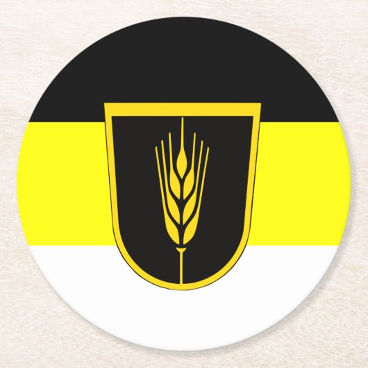 Flagge der Wolgadeutschen (schwarz/gelb/weiß) Runder Pappuntersetzer (Vorderseite)