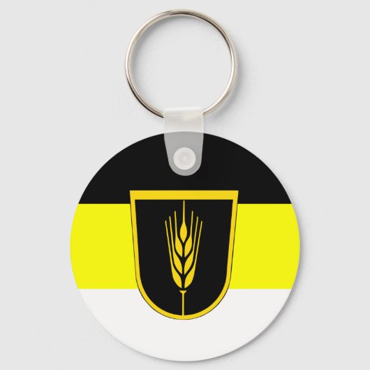 Flagge der Wolgadeutschen (schwarz/gelb/weiß) Schlüsselanhänger (Vorderseite)
