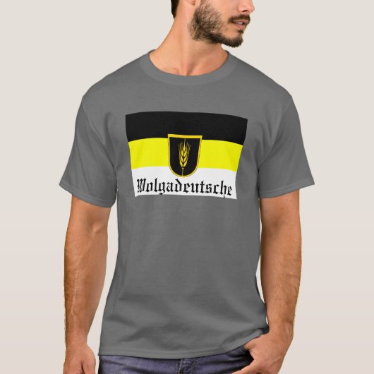 Flagge der Wolgadeutschen (schwarz/gelb/weiß) T-Shirt (Vorderseite)