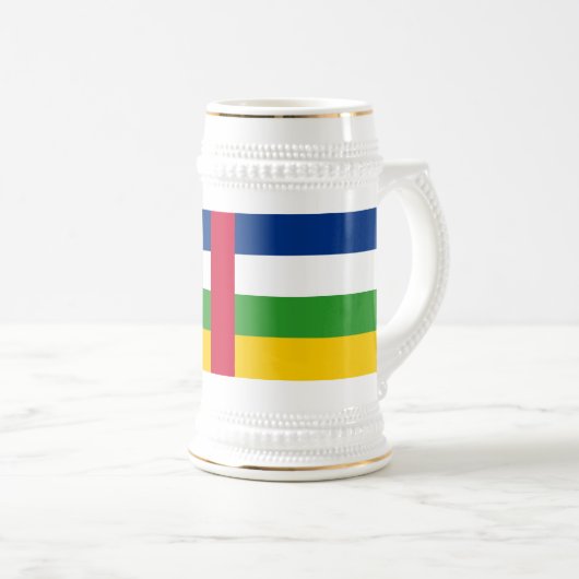 Flagge der Zentralafrikanischen Republik Bierglas (VorderseiteRechts)