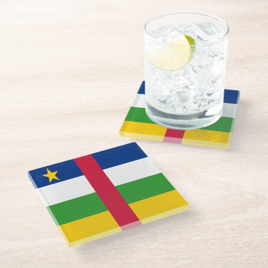 Flagge der Zentralafrikanischen Republik Glasuntersetzer (Schrägansicht)