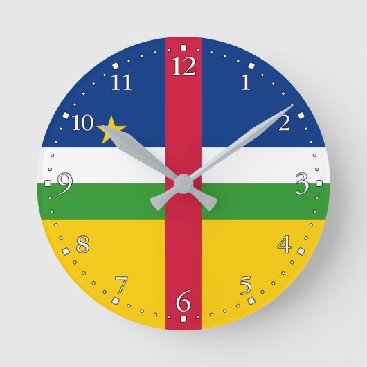 Flagge der Zentralafrikanischen Republik Runde Wanduhr (Vorderseite)