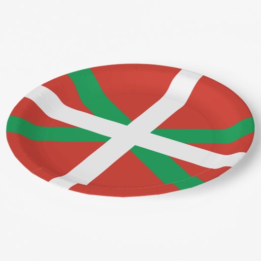 Flagge des Baskenlandes Pappteller (Schrägansicht)