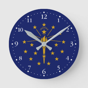 Flagge des Bundesstaates Indiana Runde Wanduhr