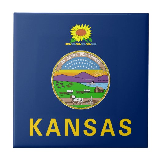 Flagge des Bundesstaates Kansas Fliese (Vorderseite)
