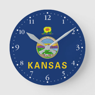 Flagge des Bundesstaates Kansas Runde Wanduhr