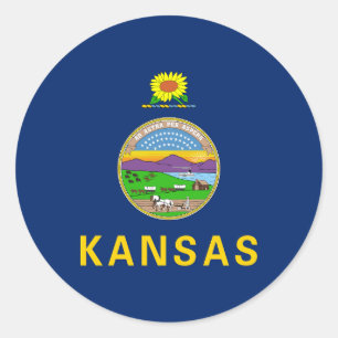 Flagge des Bundesstaates Kansas Runder Aufkleber