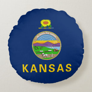 Flagge des Bundesstaates Kansas Rundes Kissen