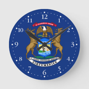 Flagge des Bundesstaates Michigan Runde Wanduhr