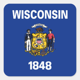 Flagge des Bundesstaates Wisconsin Quadratischer Aufkleber