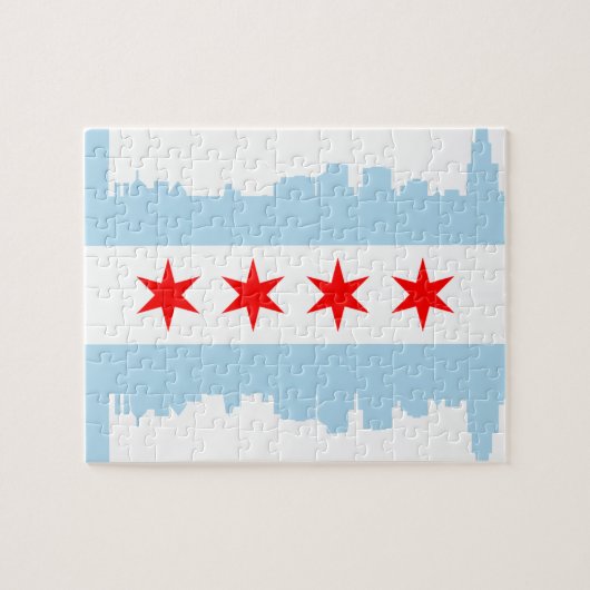 Flagge des Chicago-Skyline-Puzzlespiels Puzzle (Horizontal)